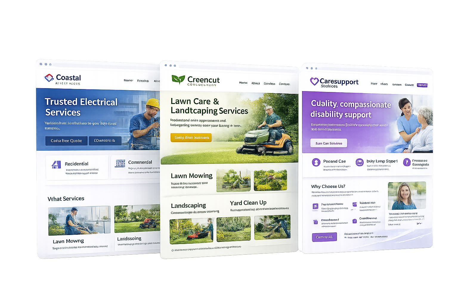 Website mockup showing a modern business website design on laptop and mobile screens.